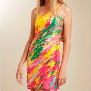YOANA BARASCHI Vibrant Multicolor One-Shoulder Dress size 4